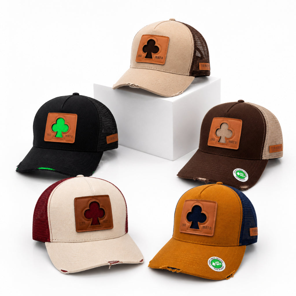 Boné Era Mato Trucker Aba Curva Telinha Patch Couro Trevo