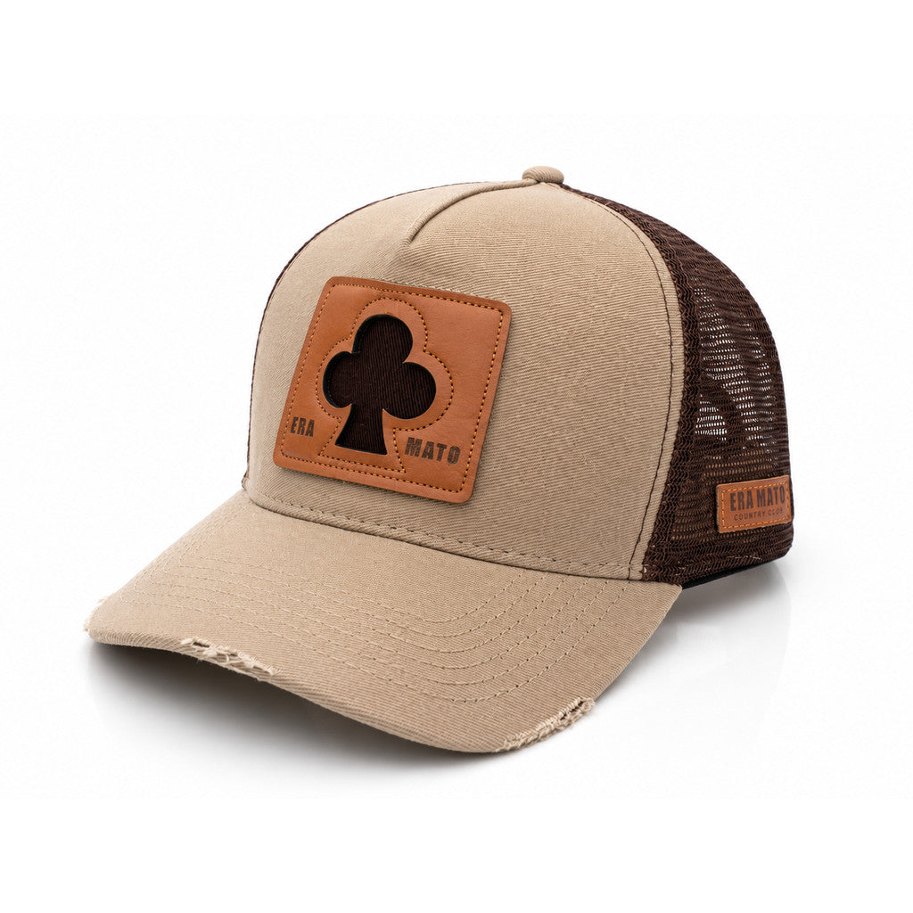 Boné Era Mato Trucker Aba Curva Telinha Patch Couro Trevo