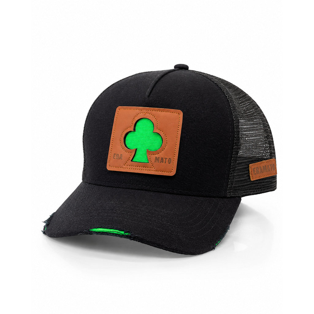 Boné Era Mato Trucker Aba Curva Telinha Patch Couro Trevo
