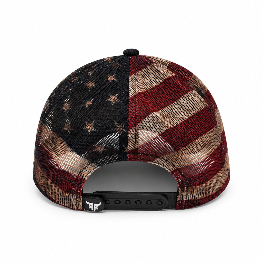 Boné Trucker EUA Americano Country Telinha Aba Curva Bandeira Estados Unidos - Rancho Forte