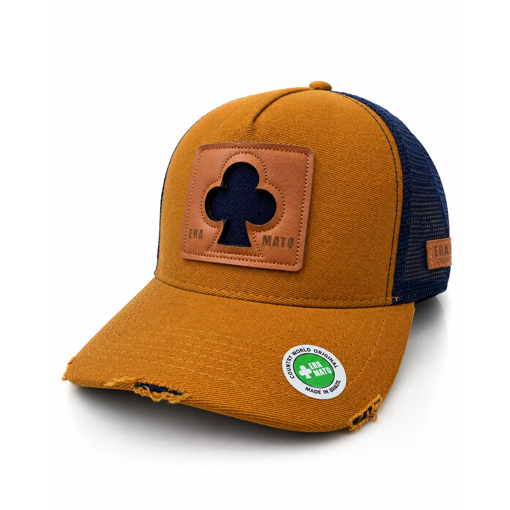 Boné Era Mato Trucker Aba Curva Telinha Patch Couro Trevo